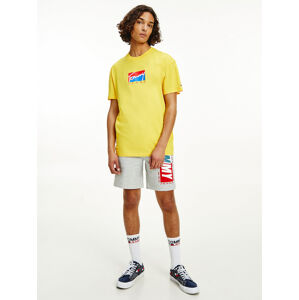 Tommy Jeans pánské žluté tričko BLOCK GRAPHIC - XL (ZFS)